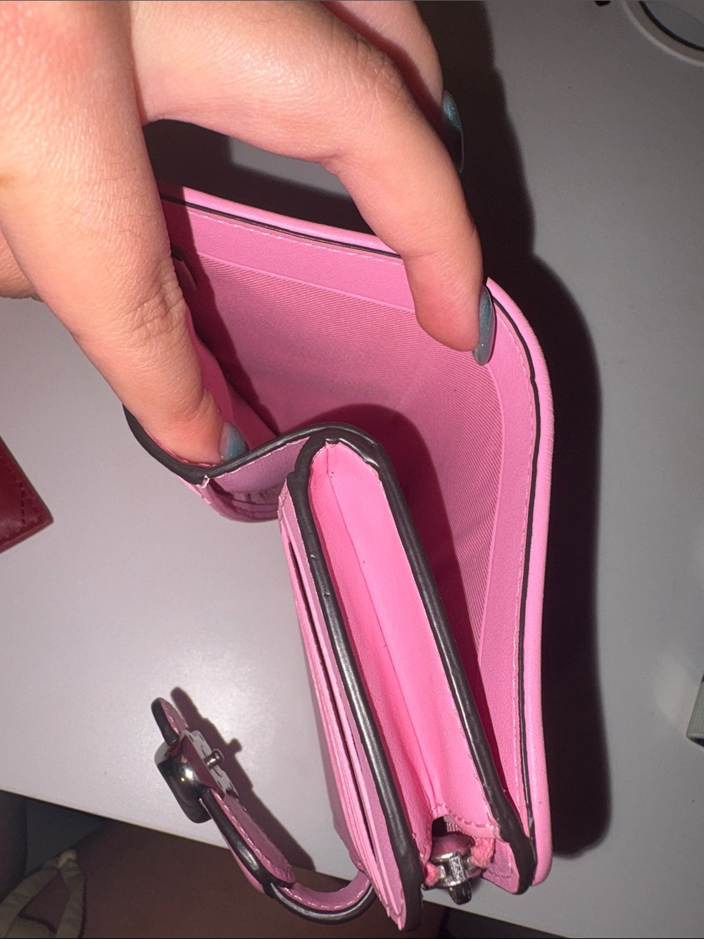 Coach Pink Leather Wallet with Silver C logo - Picture 3 of 8